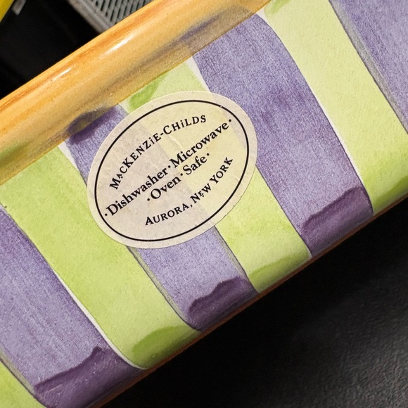 MacKenzie-Childs bundle.Purple, yellow, pink, blue, green with checkers dishes. - Picture 2 of 8